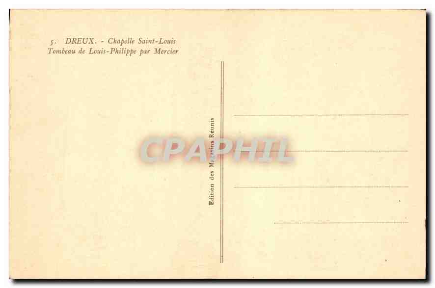 Tombeau de Louis-Philippe — Chapelle Saint-Louis — Édition des Magasins Réunis — Verso