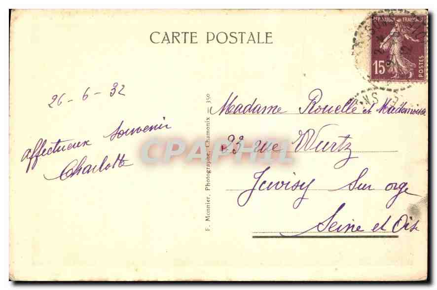 CPA Chamonix Le Mauvais Pas  — Verso