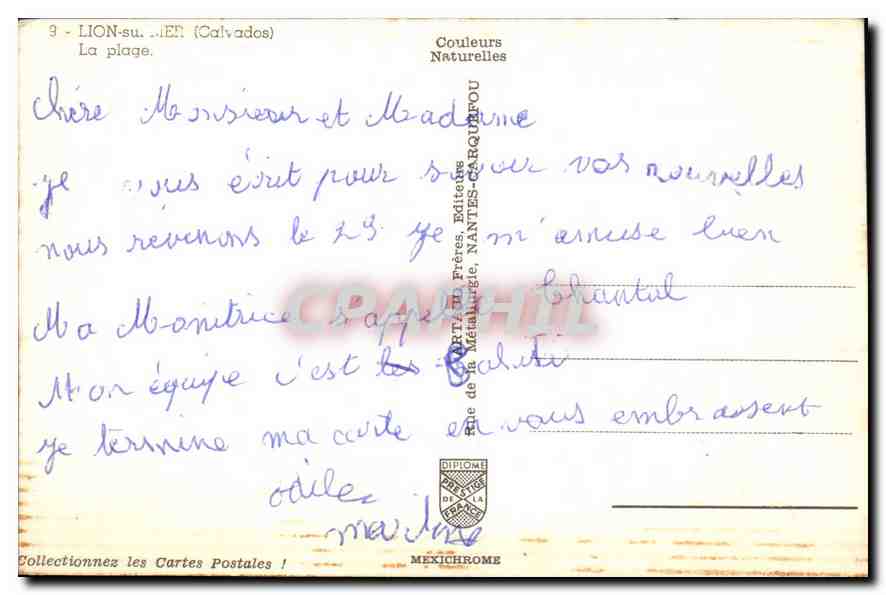 CPA Lion sur Mer Calvados La Plage  — Rückseite