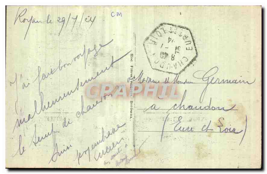 CPA Le Bureau St Palais Cote d'Argent Conche de Concie Villa primavera  — Rückseite