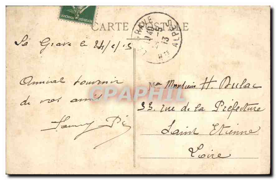 CPA Dauphine l'eglise des Terrasses et la Meije  — Verso