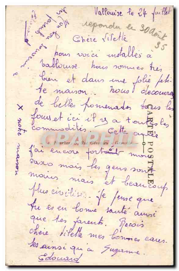 CPA Vallouise vue generale Au Loin Vallee d'Entraigues et le Pic Bonvoisin  — Verso
