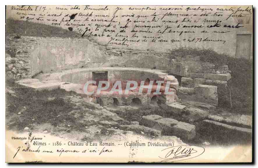 CPA Nimes Chateau d'Eau Romain Castellum Dividiculum 