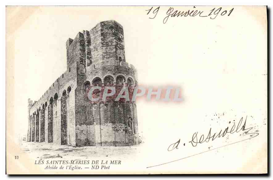 CPA Les Saintes Maries de la Mer Abside de l'eglise 
