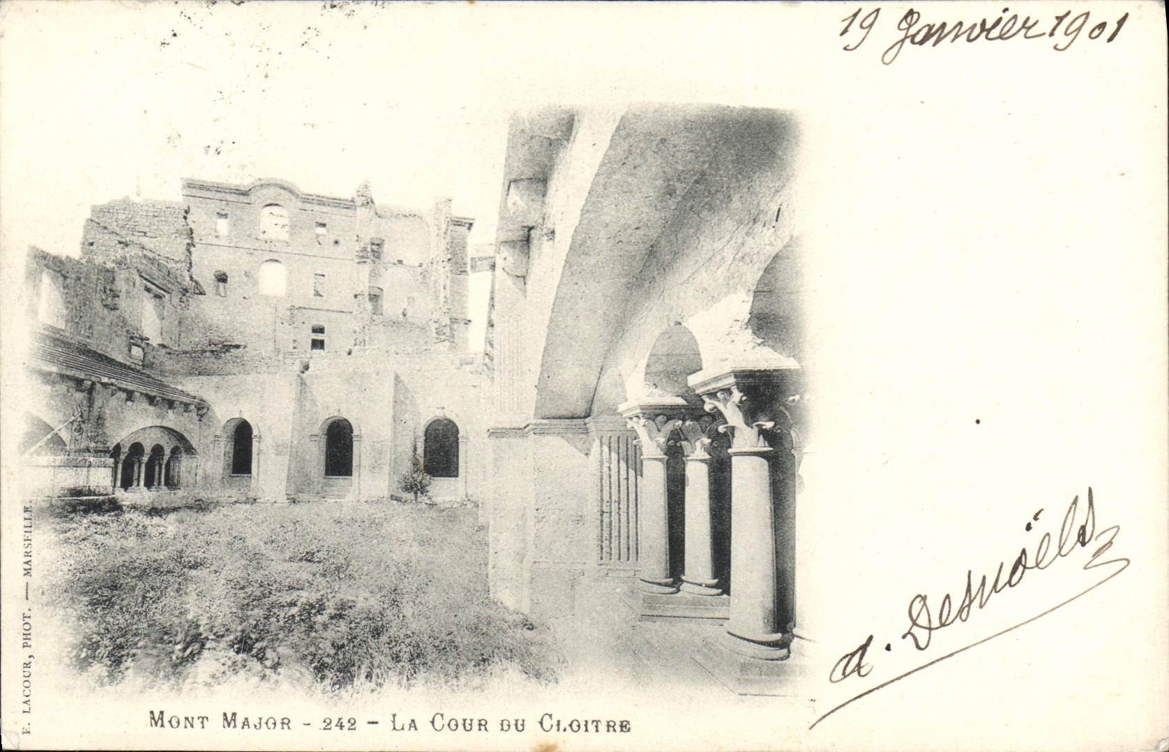 Mont Major - La Cour du Cloître — E. Lacour, phot. - Marseille, n° 242
