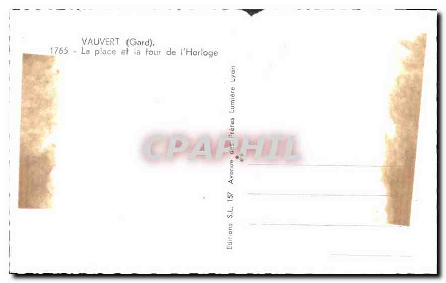 CPM Vauvert Gard La Place et la tour de l'Horloge  — Rückseite