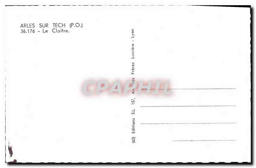 CPM Arles sur Tech P O le Cloitre  — Verso
