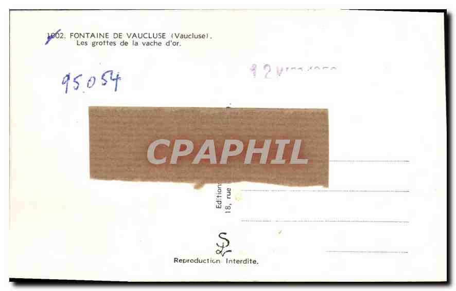 CPM Fontaine de Vaucluse Vaucluse Les grottes de la vache d'or  — Rückseite