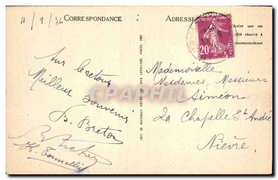 CPA Pierre Perthuis les Deux Ponts  — Rückseite