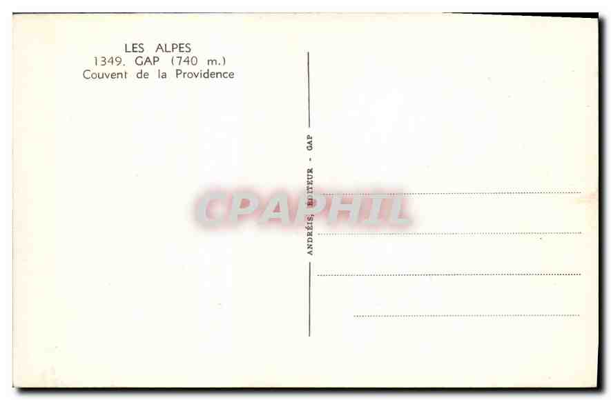 CPA Les Alpes Gap Couvent de la Providence  — Verso