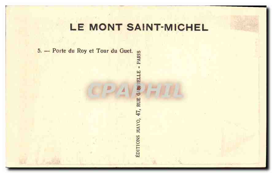 CPA Le Mont Saint Michel Porte du Roy et Tour du Guet  — Verso