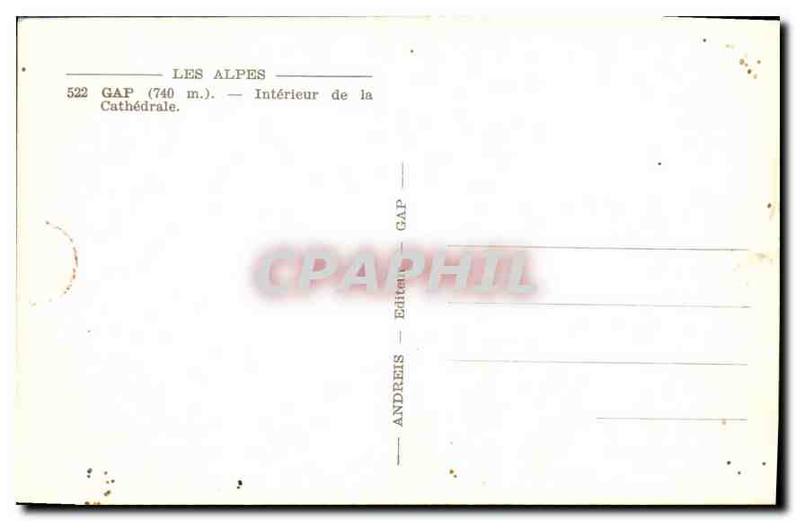 Gap — Intérieur de la Cathédrale — ANDREIS GAP — Rückseite