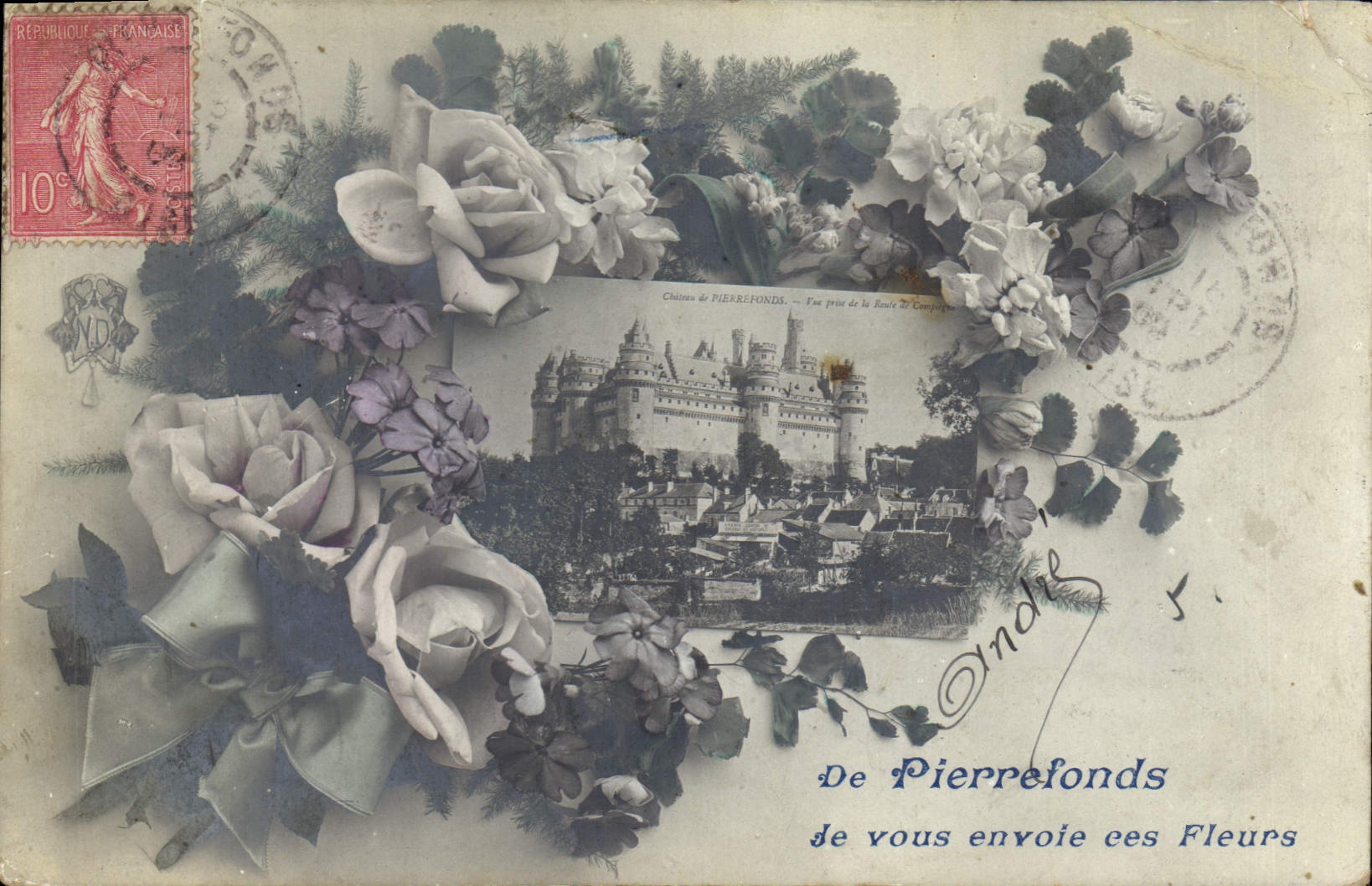 CPA De Pierrefonds je vous envoie ces Fleurs 