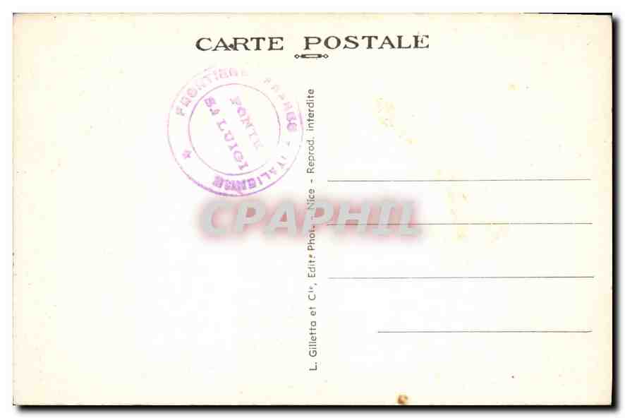 CPA Menton la Frontiere Franco Italienne le Pont Saint Louis  — Rückseite