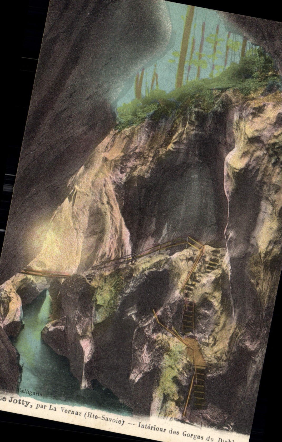 CPA Jotty par la Vernaz Hte Savoie interieur des Gorges du Diable 