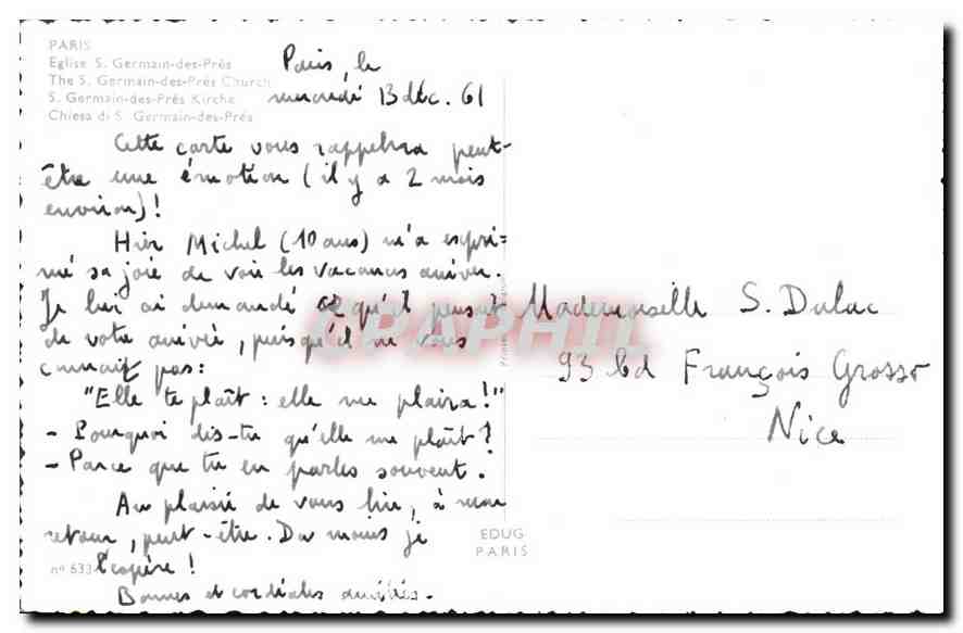 CPA Paris Eglise St Germain des Pres  — Rückseite