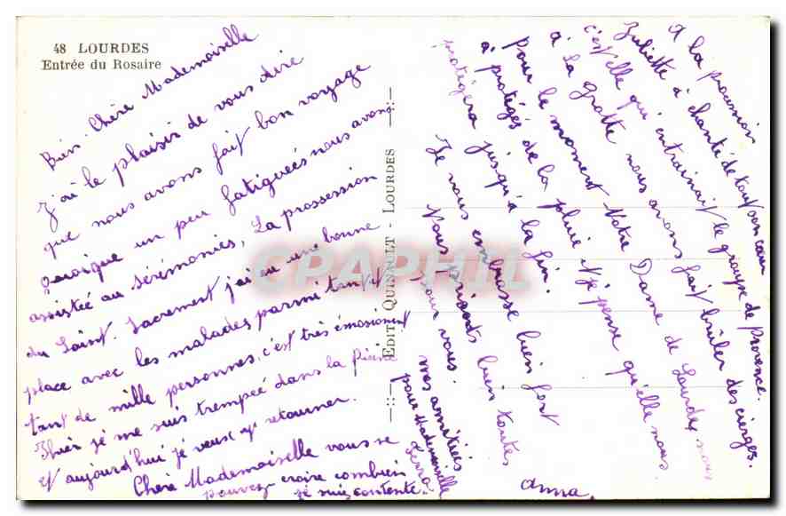 CPA Lourdes Entree du Rosaire  — Verso