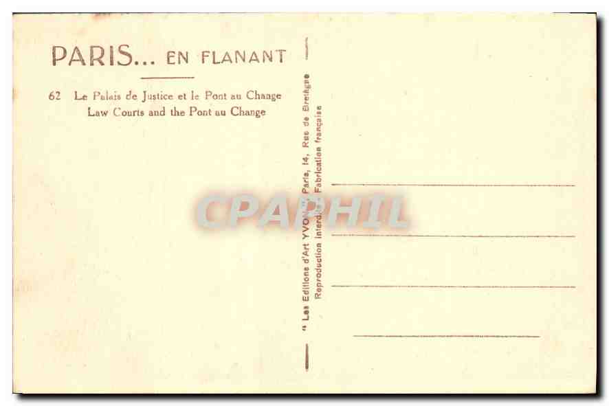 CPA Paris en Flanant le palais de justice et le Pont au Change  — Rückseite