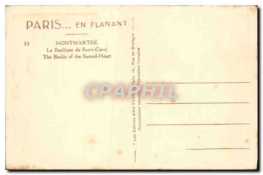 CPA Paris en Flanant Montmartre la Basilique du Sacre Coeur  — Rückseite