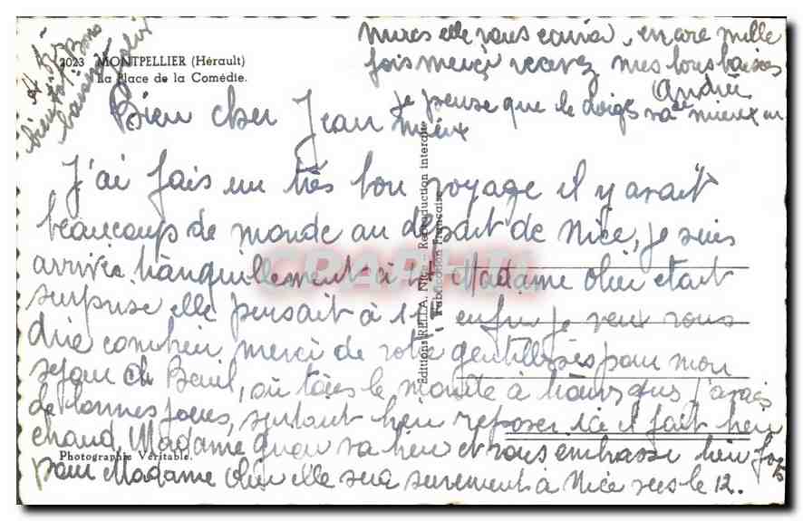 CPA Montpellier Herault la Place de la Comedie  — Rückseite