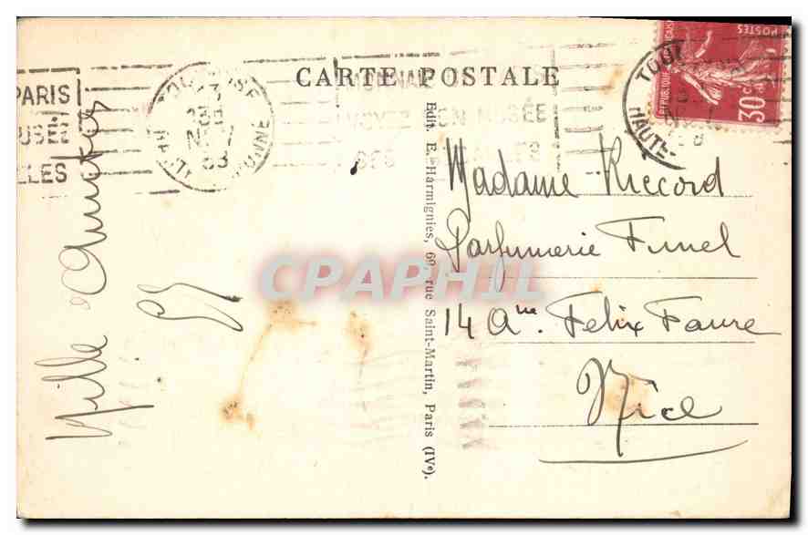 Toulouse - Place Esquirol — tramway et bâtiment avec inscription 'Grand Dépôt de Cafés' — éditeur G. Litzmann, n°39 — Verso