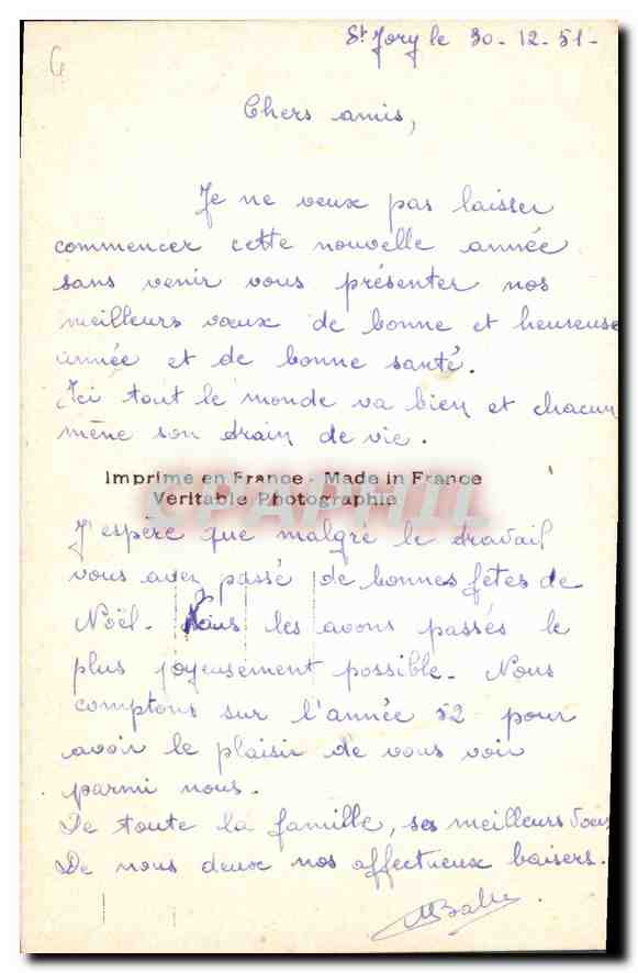 CPA Fleurs — Verso