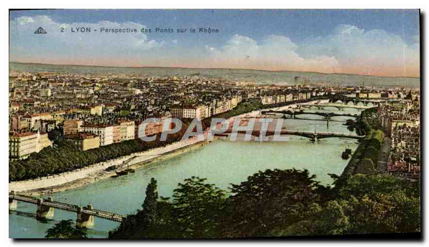 CPA Lyon Perspective des Ponts sur le Rhone 