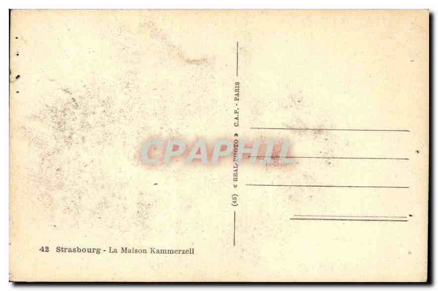 CPA Strasbourg la Maison Kammerzell  — Verso