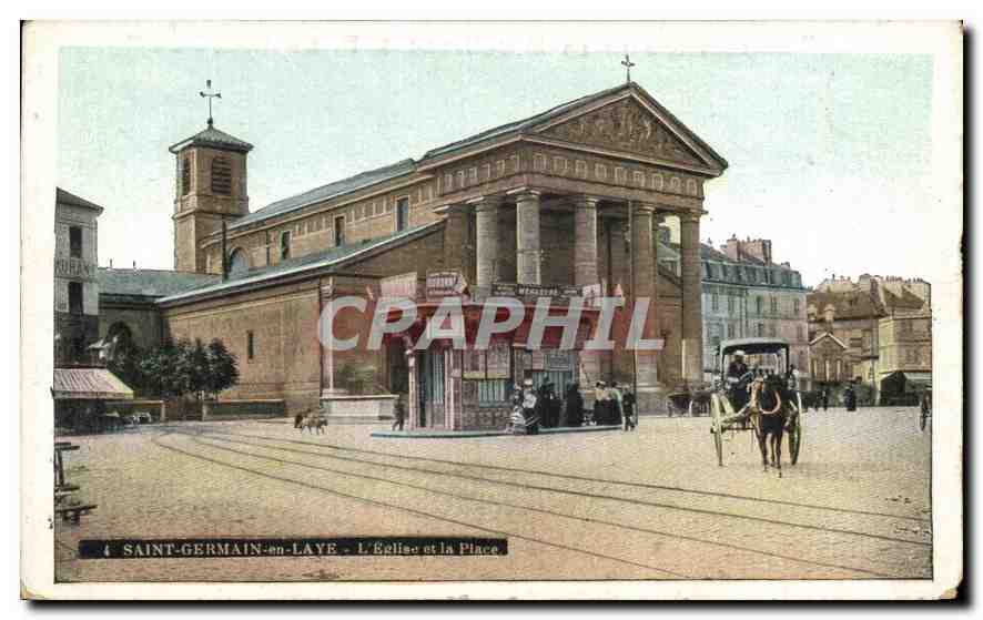 CPA Saint Germain en Laye l'eglise et la place 