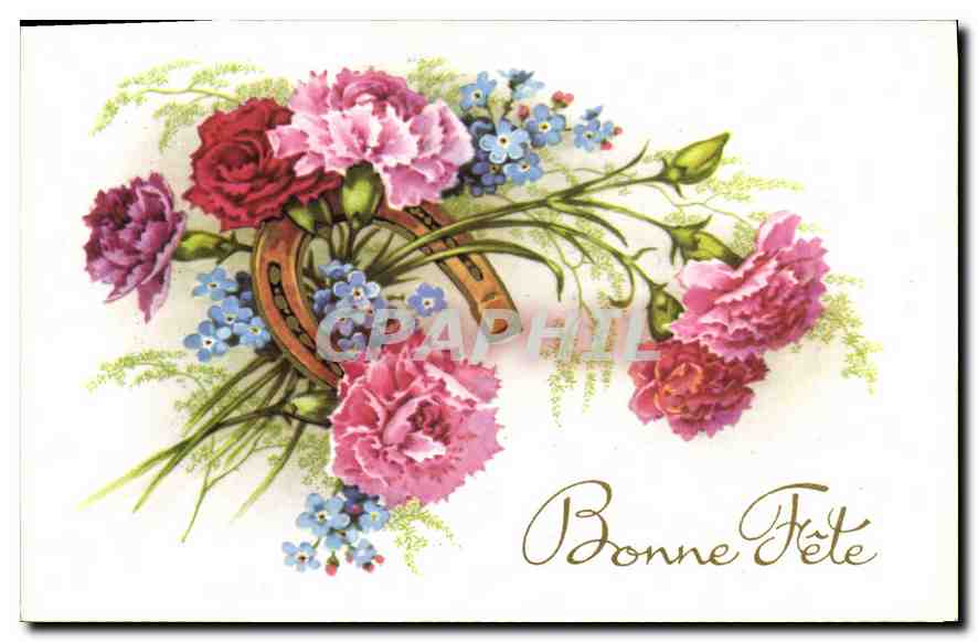 CPA Bonne Fete Fleurs Fer a cheval