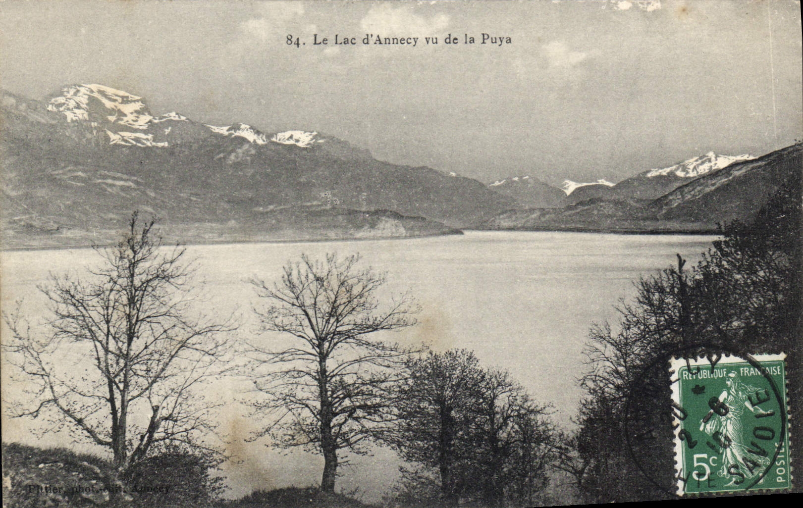 See Annecy von der Puya aus — Panoramablick mit schneebedeckten Bergen — Verlag Putter, Foto von Annecy, n°84