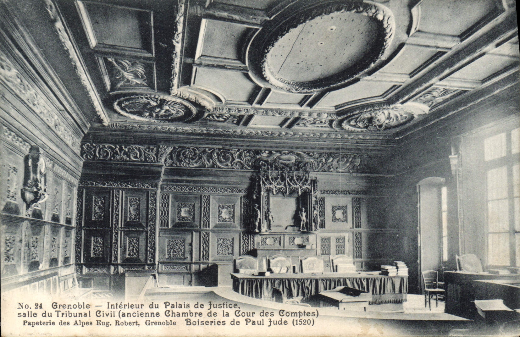 Grenoble — Intérieur du Palais de Justice, salle du Tribunal Civil (ancienne Chambre de la Cour des Comptes) — Papeterie des Alpes Eug. Robert, Grenoble