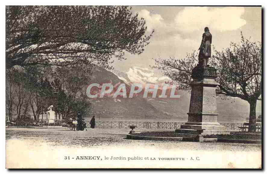 CPA Annecy le jardin public et la Tournette 