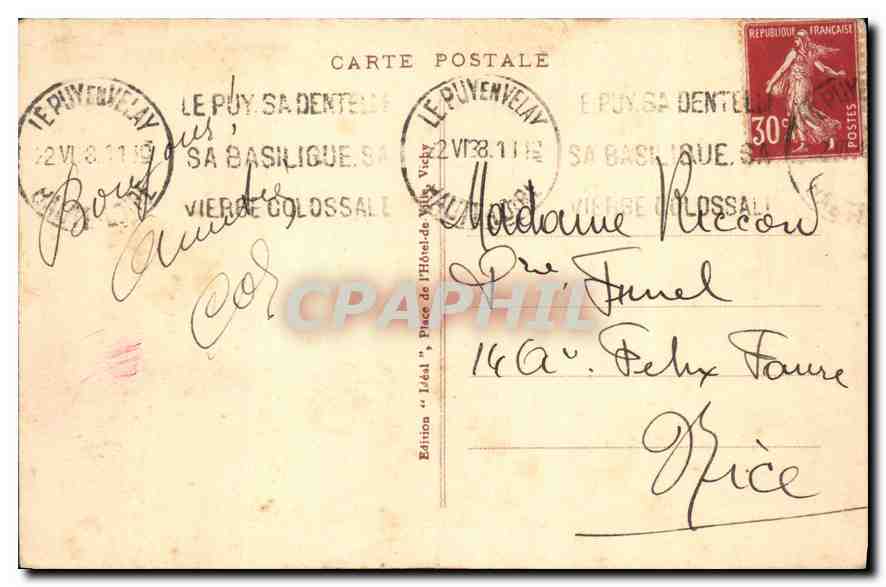 CPA Le Haute Loire Pittoresque le Puy vue generale  — Rückseite