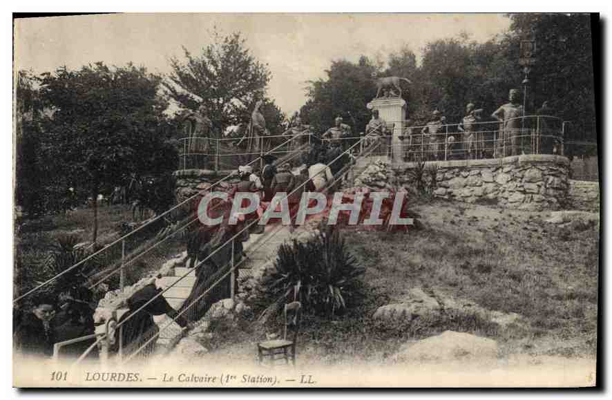 CPA Lourdes le Calvaire 1re station 