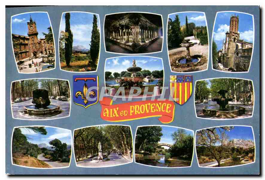 Aix-en-Provence — vue panoramique avec monuments et paysages — Éditions du France, Marseille