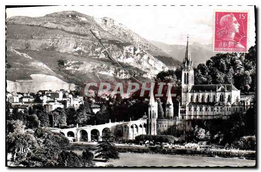 CPA Lourdes La Basilique et le Pic du Jer 