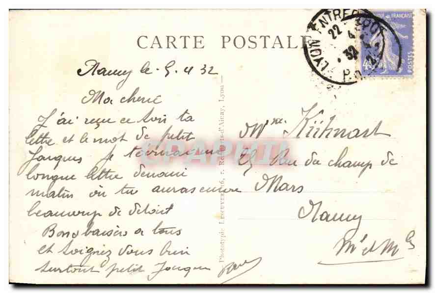 CPA Souvenir de Lyon  — Verso
