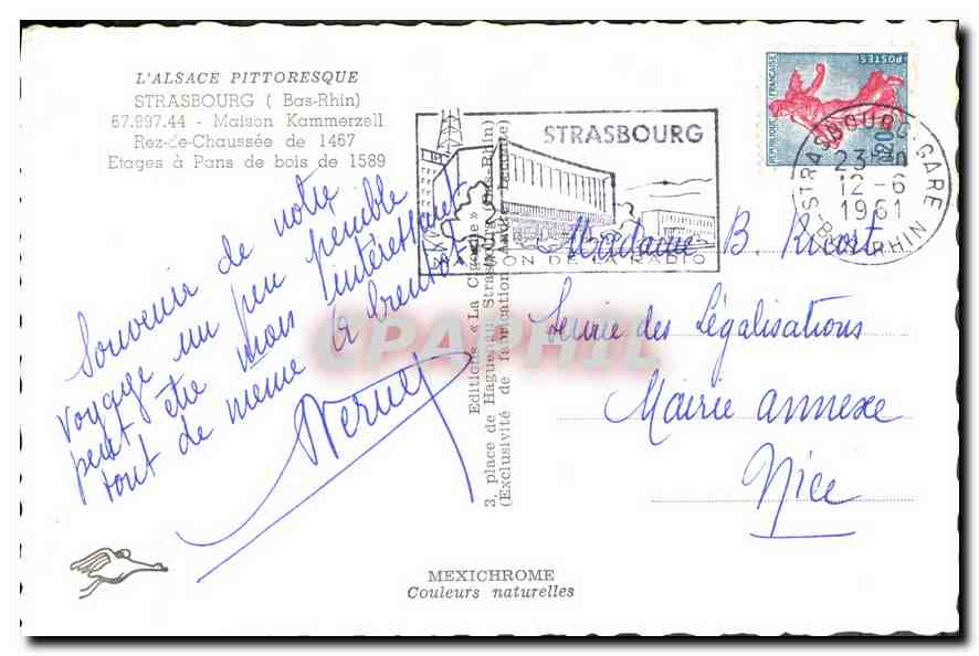CPA l'Alsage pittoresque Strasbourg Bas Rhin Maison Kammerzell Rez de Chaussee Etages a Pans de bois — Rückseite