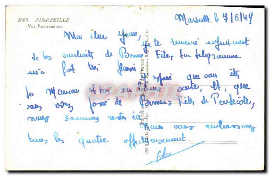 CPA Marseille Vue Panoramique  — Verso