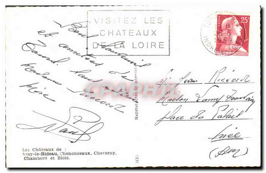 CPA Le Chateaux de Azay le Rideau Chenonceaux Cheverny Chambord et Blois  — Rückseite