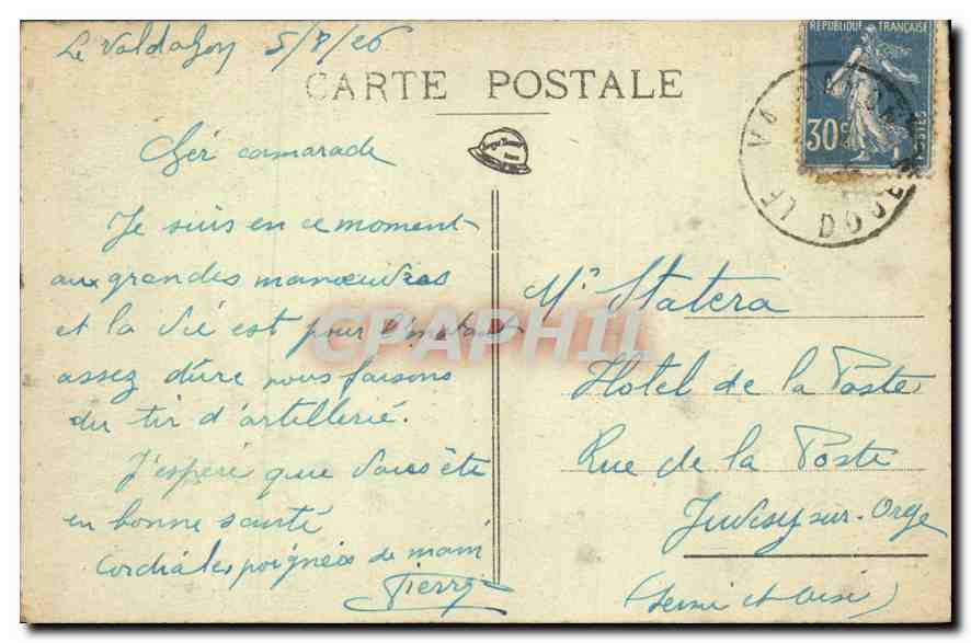 Camp de VALDAHON (Doubs) — Vue Générale prise en avion — Arrivée des Troupes — Verso