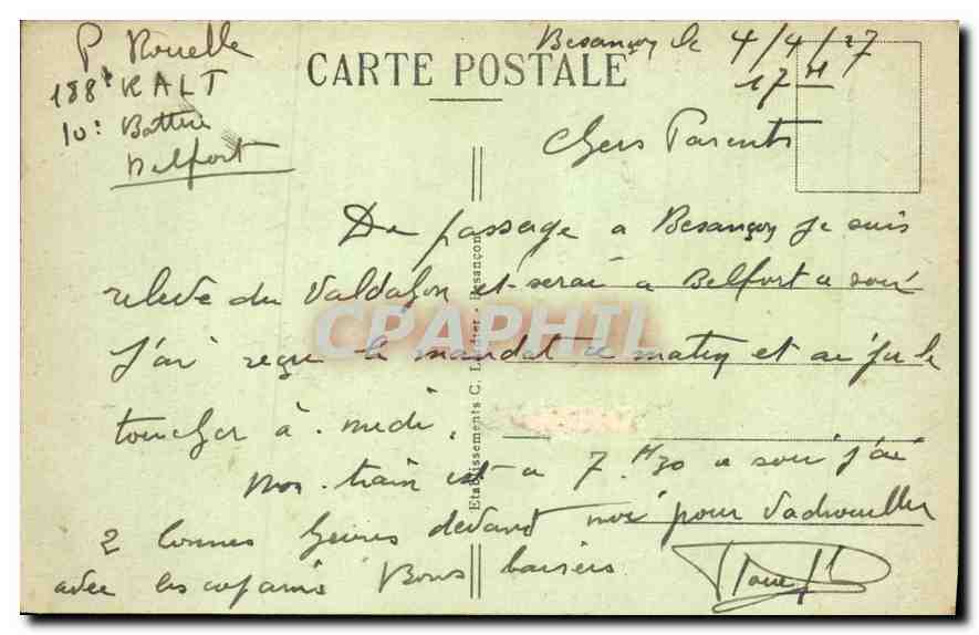 Besançon-les-Bains — Pont Battant — Quais de Strasbourg et Veil-Picard — C.L.B. — Verso