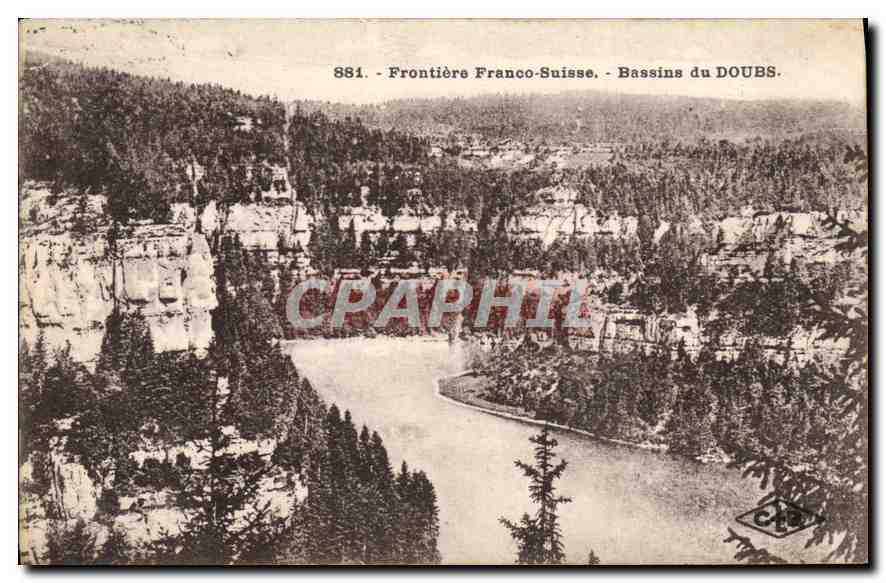 French-Swiss Border — Basins of the DOUBS — Publisher C. Larder - Ménagyon, n° 881