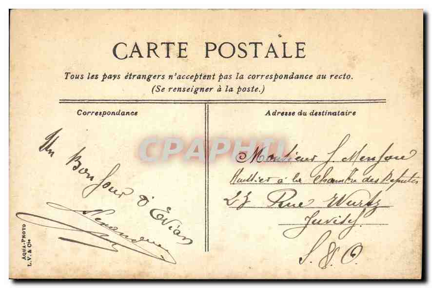 CPA Evian les Bains Arrivee du Bonivard Bateau — Verso