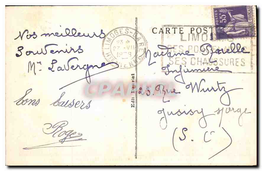 CPA Environs de Chalus H V Chateau de Montbrun  — Rückseite
