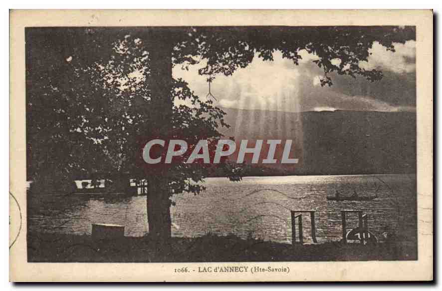 Lac d'Annecy (Hte-Savoie) — vue du lac avec arbres et montagnes — L. Faure, éditeur, n° 1066
