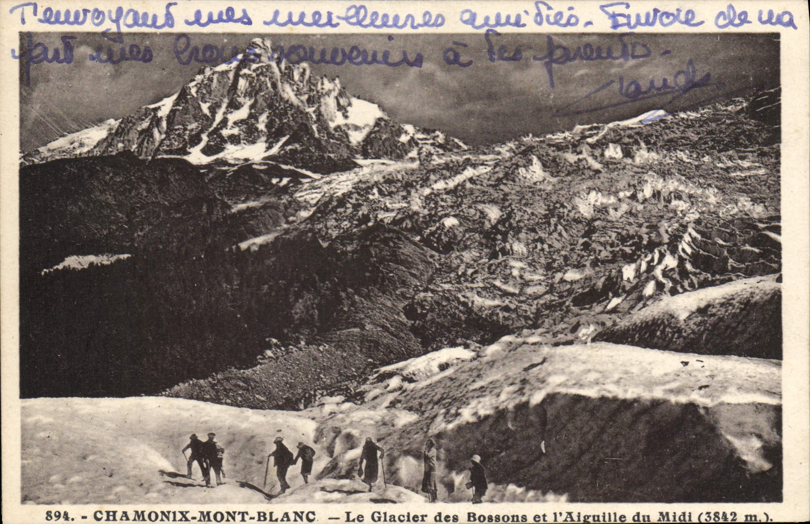 Chamonix-Mont-Blanc — Le Glacier des Bossons et l'Aiguille du Midi (3842 m.) — n° 894