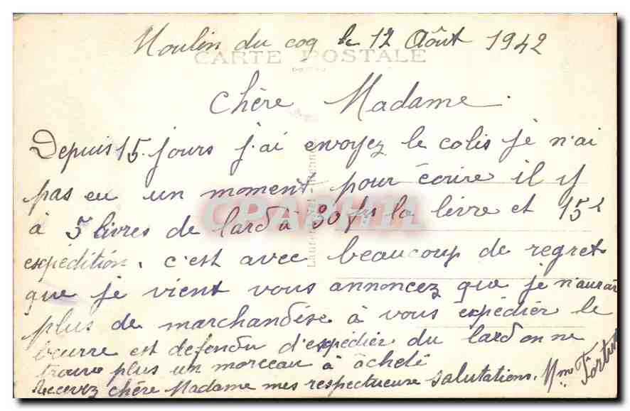 CPA Environs d'Auray La Chartreuse  — Rückseite