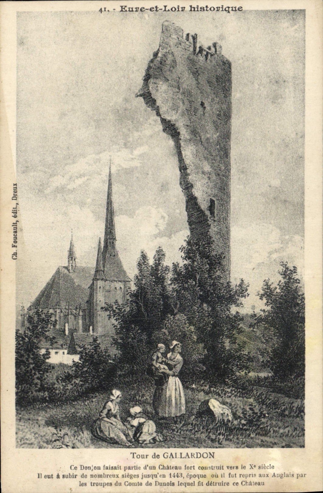 CPA Eure et Loir historique Tour de Gallardon 